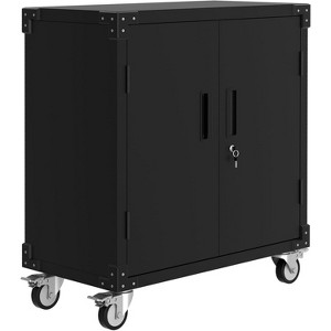 Metal Garage Storage Cabinet with Wheels & Lock,Rolling Cabinet with Adjustable Shelves & Pegboard Door for Garage,Home,Office,School - Easy Assembly - 1 of 4