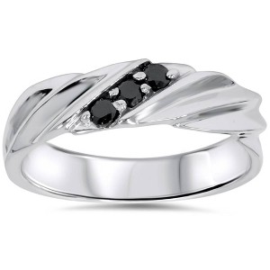 Pompeii3 1/10ct Black Diamond Mens Ring 14K White Gold - 1 of 4