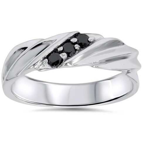 Pompeii3 1/10ct Black Diamond Mens Ring 14K White Gold - image 1 of 4