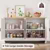 Buffet Cabinet,Rattan Accent Storage Cabinet with 4 Doors and Shelf, Sideboard Buffet Cabinet with Storage, Modern Console Coffee Bar Cabinet - 2 of 4
