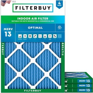 Filterbuy 17.5x22x1 Air Filter (4-Pack), Pleated MERV 13 Health Defense Replacement HVAC AC Furnace Filters (Actual Size: 17.50 x 22.00 x 0.75) - 1 of 4