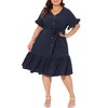 Agnes Orinda Women's Plus Size V-neck Short Sleeves Ruffle Hem with Belt Button Down Midi Dress - 2 of 4