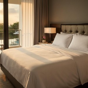 T-250 White Blended 10 MM Satin Stripe Bed Sheets By Rifz Textiles - 1 of 4