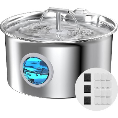 Stainless Steel Cat Water Fountain, Automatic Pet Water Dispenser with Quiet Pump
