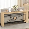 64 Inch Long Wood Console Table, Farmhouse Dining Table With Angled Metal Frame, Sofa Table For Hallway, Living Room-Cuddlewood - 2 of 4