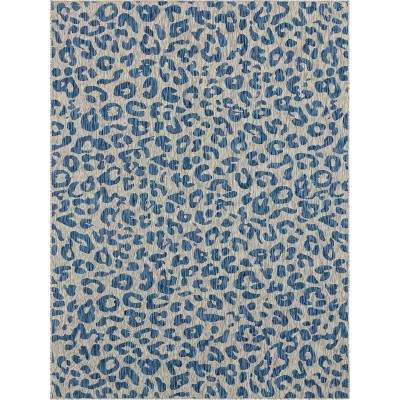 Safari Blue 9' x 12' Rectangular Outdoor Easy-Care Rug