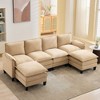 HYLEORY 100.79'' Width Modern Linen Flannel Fabric U-Shaped Sectional Sofa with Ottoman for living room - 4 of 4