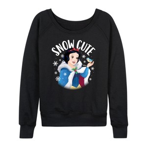 Women's - Disney - Snow Cute Lightweight French Terry Wide Neck Long Sleeve Shirt - 1 of 4
