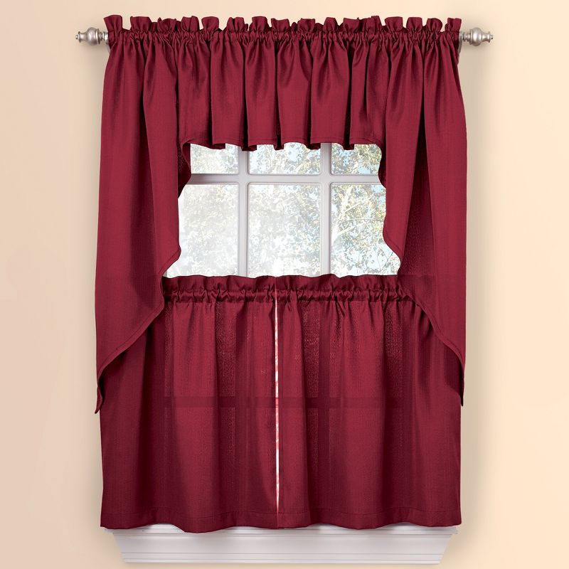 Collections Etc Solid Textured Swag Window Curtain Pair, Single Panel,, 3 of 5