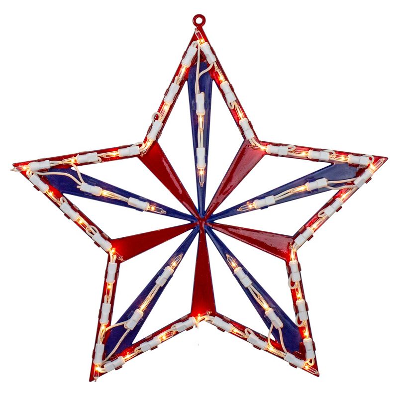 Northlight 14" Lighted Red and Blue Patriotic Star Window Silhouette - Clear Lights, 2 of 5