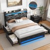 Bed Frame with 4 Drawers and Storage Headboard, Upholstered Platform Bed - 3 of 4