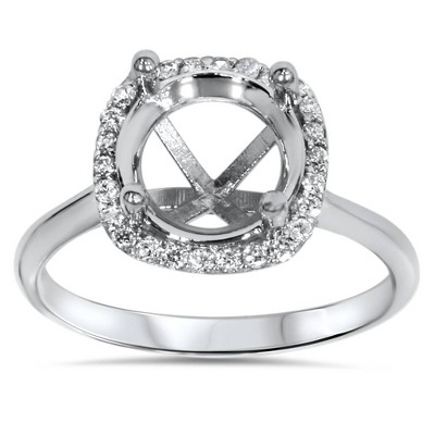 Pompeii3 Cushion Halo Diamond Engagement Ring Setting 14K White Gold