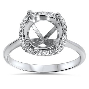 Pompeii3 Cushion Halo Diamond Engagement Ring Setting 14K White Gold - 1 of 4