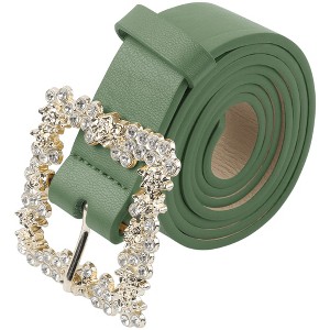INSPIRE CHIC Women's Rhinestone Buckle Belts Faux Leather Waistband Belt 1Pc - 1 of 4