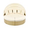 Chic Crate - Rattan Daybed Outdoor Sectional Sofa Set - Retractable Canopy with Removable Cushion & Separate Seating for Backyard & Poolside (Beige) - 4 of 4