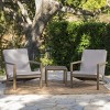 Outdoor Patio Chat Set, 3 Pcs Chat Set with 2 Arm Sofas and Square Table, Chat Set with Acacia Wood Frame and PE Cushion-Coolbibila - 2 of 4