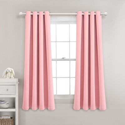 Image of Set of 2 (52"x63") Insulated Grommet Blackout Window Curtain Panels Pink - Lush Décor