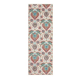 Washable Vintage Floral Print Living Room Rugs, Retro Accent Non Slip Large Carpet for Bedroom Home Office - 1 of 4