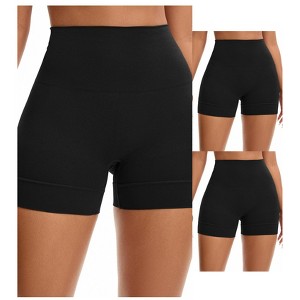 INSPIRE CHIC 3 Packs Women's High Waisted Boyshorts Soft Stretch Seamless Control Panties for Under Dresses - 1 of 4
