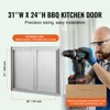 VEVOR BBQ Access Door, 31W x 24H Inch Double Outdoor Kitchen Door, Stainless Steel Flush Mount Door, Wall Vertical Door with Recessed Handles - 3 of 4