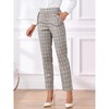 INSPIRE CHIC Women's Vintage Tartan Plaid Elastic Waist Straight Long Trousers - 2 of 4