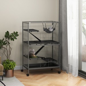 LAOTIES Large 5 Tier Chinchilla Cage with Hammock,50" Rolling Small Animal Cage with 4 Doors And Removable Tray - 1 of 4