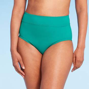 Girls' 'Sun Beams' Tropical High Waist Bikini Swim Bottom - art class Green  XL 1 ct