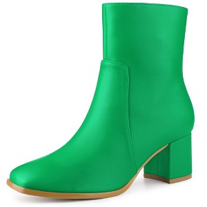 Allegra K Women's Halloween Square Toe Side Zip Block Heel Ankle Boots - 1 of 4