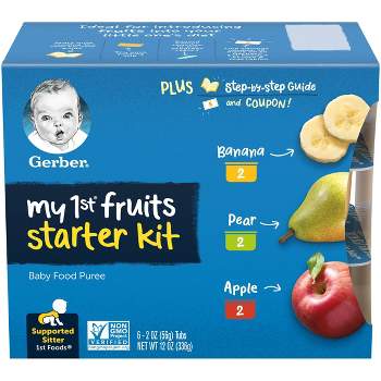 Gerber My 1st Fruits Starter Kit Banana Pear Apple Baby Food Tubs - 6ct/12oz