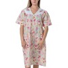 YafeMarte Women's Short Sleeve Woven Snap-Front Closure Housecoat Duster Lounge Nightgown Robe - 3 of 4