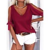 Imily Bela Women Summer V Neck Cold Shoulder Tops Loose Casual Tee Chic Cutout Blouse - 2 of 4