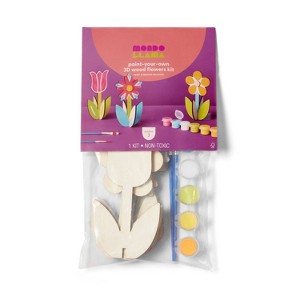 3ct 3D Wood Flowers Painting Craft Kit- Mondo Llama™ - 1 of 4