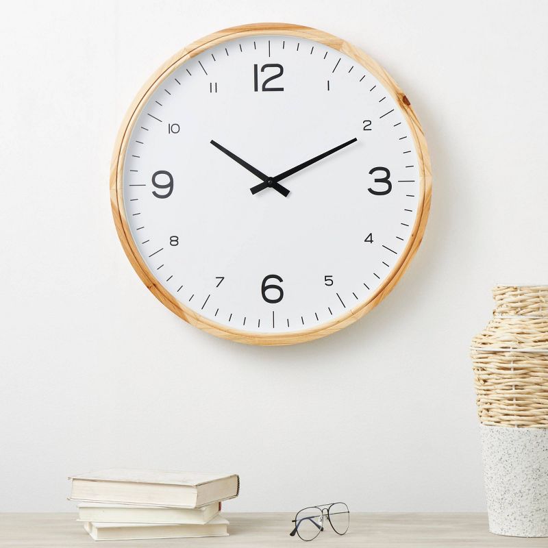 Wood Wall Clock with White Backing Light Brown - Olivia & May, 2 of 10
