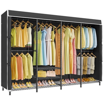 VIPEK V40C Plus Heavy Duty Clothes Rack with Cover, Extra Large Covered Wardrobe Closet Black Rack with Polyester Fabric Cover, Max Load 1300lbs