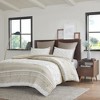3Pcs Boho Style Cotton Duvet Set, Botanic Print Tufted Chevron Chenille Bedding, Farmhouse Bed Set with Matching Shams - 2 of 4