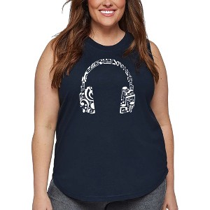 LA Pop Art Women's Word Art Tank Top - Music Note Headphones - 1 of 4