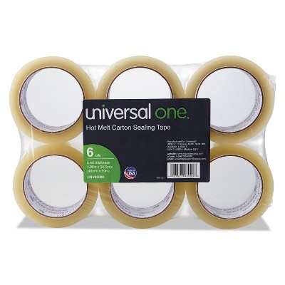 Universal Heavy-Duty Box Sealing Tape 48mm x 50m 3" Core Clear 6/Pack 93000