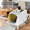 TinyHomie Cat Litter Box, Enclosed Cat Litter Box with Scoop, Deodorizer Bag, Gray and White - 3 of 4
