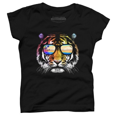 Girl's Design By Humans Summer Tiger By clingcling T-Shirt