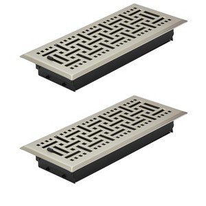 VEVOR 4x10In Floor Registers, 2-Pack Vent Grilles, HVAC Heavy-Duty Walkable Iron Floor Vents, Easily Adjustable Rust-Proof Air Vents Deflector,Black - 1 of 4