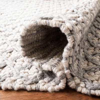 Ivory and Silver Hand-Tufted Wool Blend 6' Square Area Rug