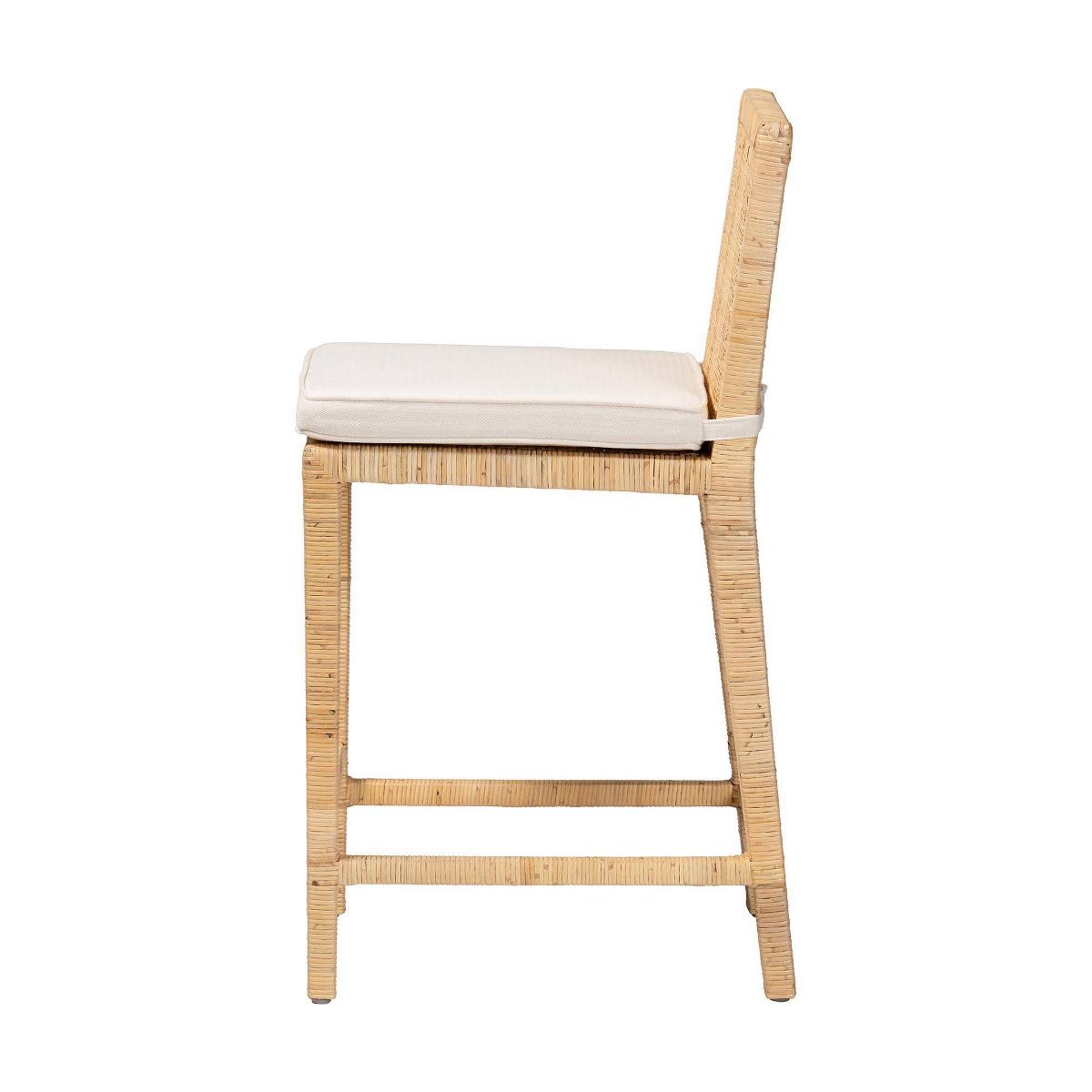 Sofia Wood and Rattan Counter Height Barstool Natural - bali & pari - thumbnail 4