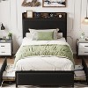 Twin Size Bed Frame with Storage Drawers and Charging Station, Upholstered Platform Bed with Headboard - 4 of 4