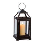 Juvale Black Decorative Candle Lantern, Decorative Metal Candle Holder with Tempered Glass, 5.3 x 11 in