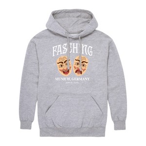 Men's - Instant Message - Fasching Masks Graphic Fleece Pullover Hoodie - 1 of 4