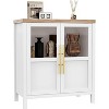 Garvee Sideboard Buffet Cabinet with 2 Glass Doors Compact Wood Grain Storage for Kitchen Dining - 2 of 4