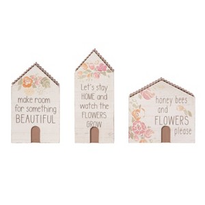 Transpac Wood 4.96" White Spring Little House Decor Set of 3 - 1 of 2