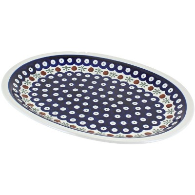 Blue Rose Polish Pottery Nature Medium Oval Serving Platter