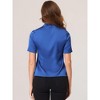Allegra K Women's Work Tie Neck Short Sleeve Satin Elegant Button Down Shirt - 4 of 4
