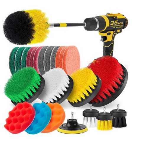 Mpm 25 Piece Drill Brush Attachments Set, Scrub Pads Sponge Kit, All  Purpose Clean Power Scrubber Brush, For Grout, Tiles, Sinks, Toilet,  Kitchen, Car : Target